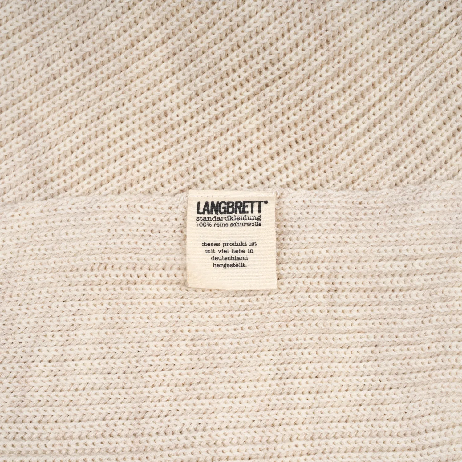 Langbrett Rippstrick Schal Bio-Schurwolle sand meliert