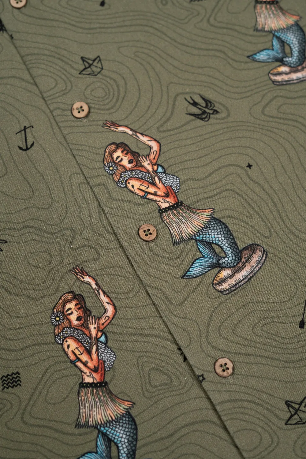 LAKOR Dashboard Hula Kurzarmhemd Deep Lichen Green Lyocell