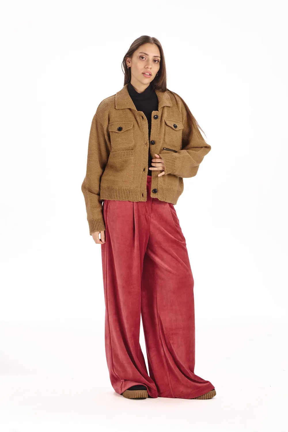 KOMODO PHOENIX Strickjacke Sand aus Lammwolle