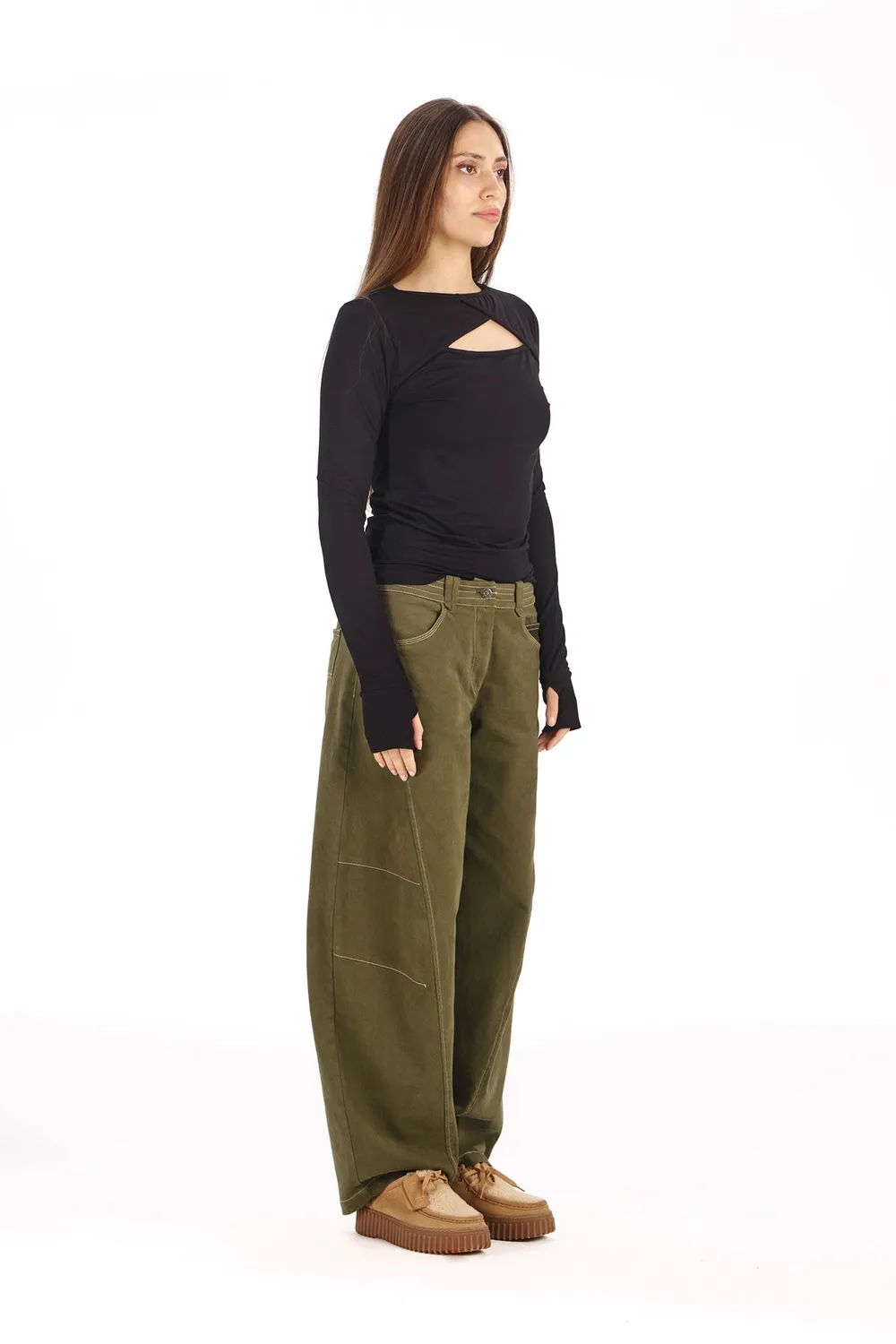 Komodo Amelia Hose Khaki 38 Barrel Bio-Baumwolle