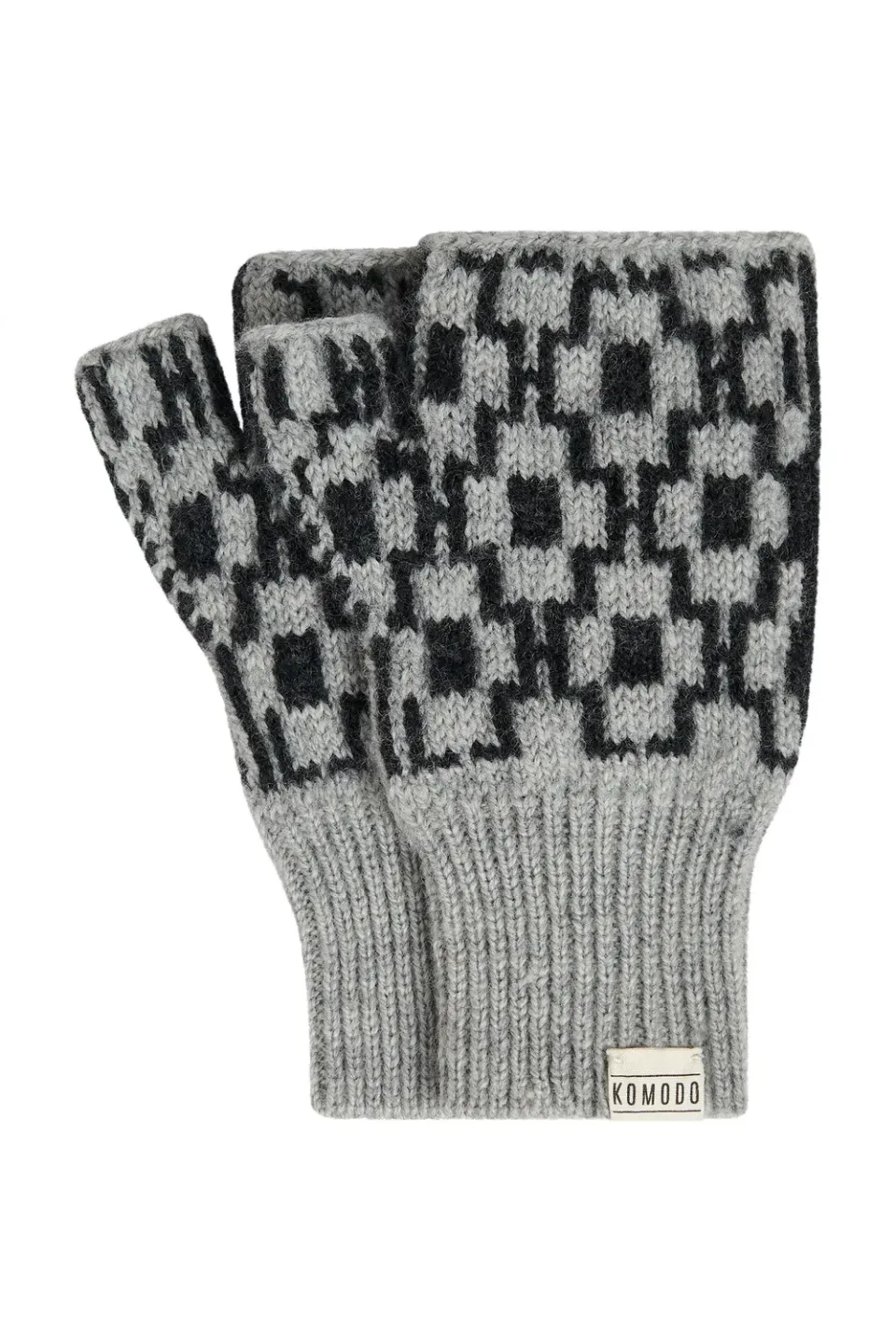 Komodo Abstract Handschuhe Grau Merinowolle