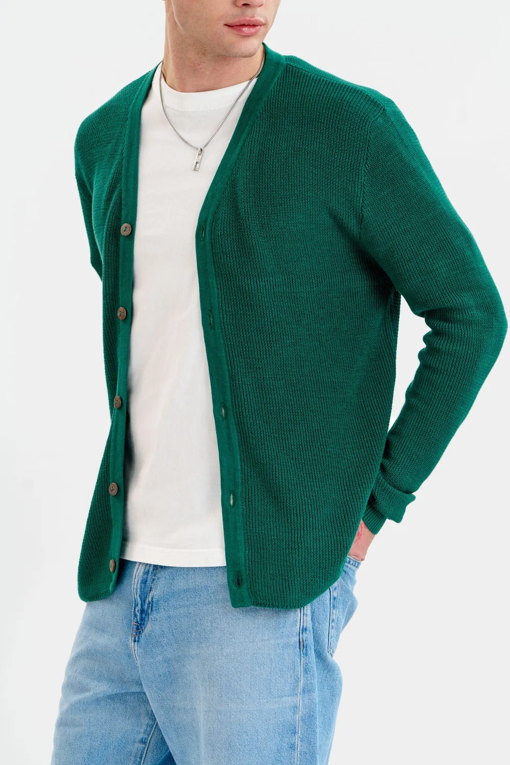Komodo Lucas Cardigan Grün Herren Bio-Baumwolle