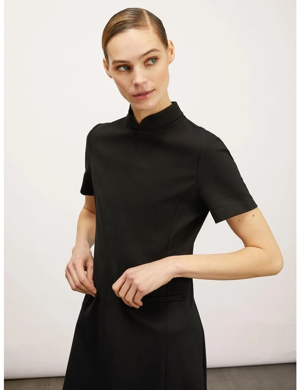 Motivi Milano-Rib Minikleid Stehkragen uni