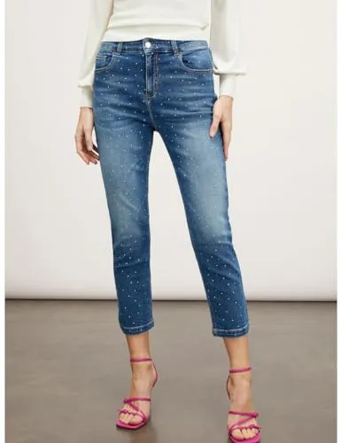Motivi Skinny-Jeans Strass Jeans mittelblau
