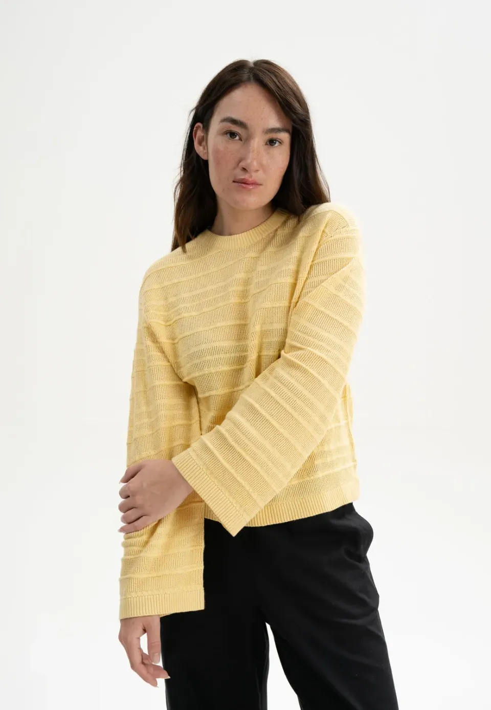 MELA Jalidi Strickpullover Bio-Baumwolle See-through