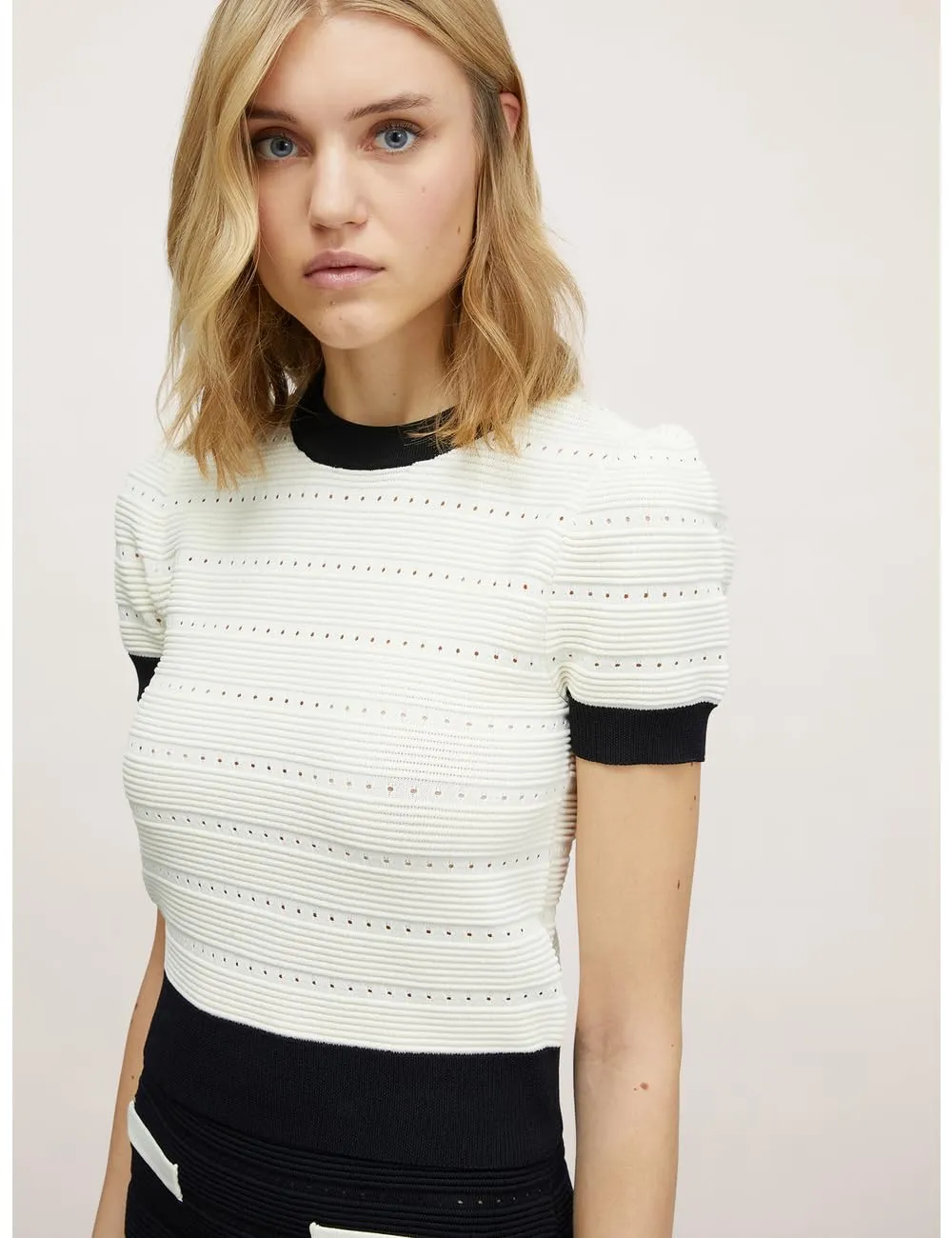 Motivi Spring Summer 24 Kurzpullover Ottoman Rundhals Viskose