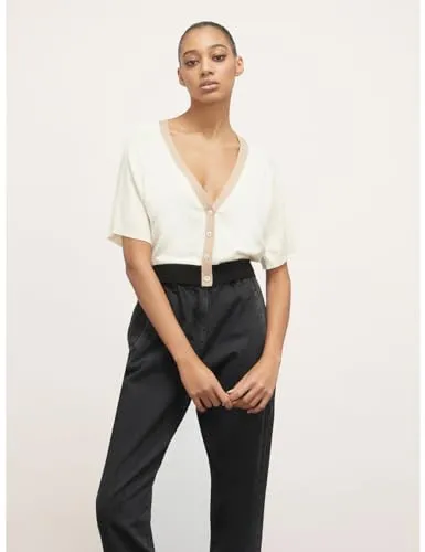 Motivi Basic-Cardigan kurz Kontrastbündchen Cardigan