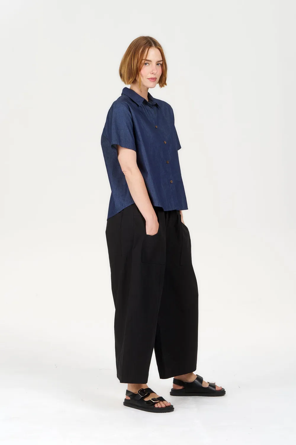 Komodo Polly Top Midwash Bio-Baumwolle Denim-Optik