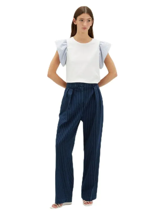 Motivi Palazzo Nadelstreifen-Denim Jeans weit gestreift