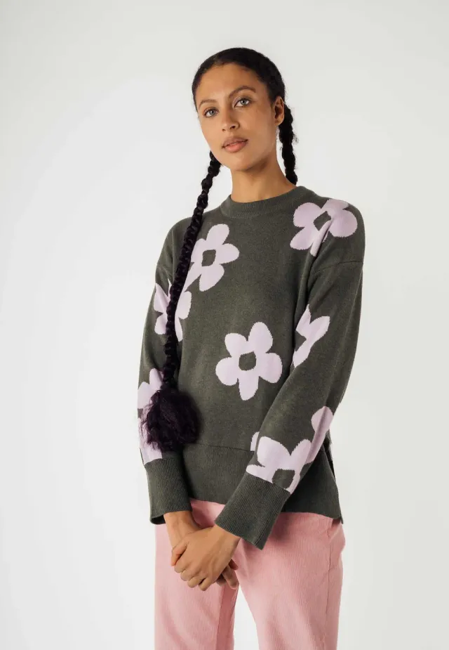 MELA Faiza Jacquard Pullover schwarz Bio-Baumwolle
