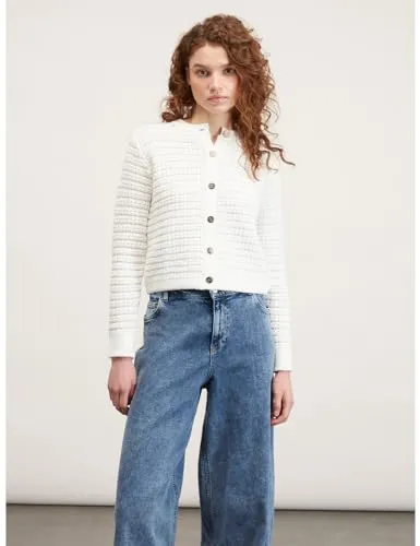Motivi Bouclé-Cardigan kurz Strickjacke Baumwollmix