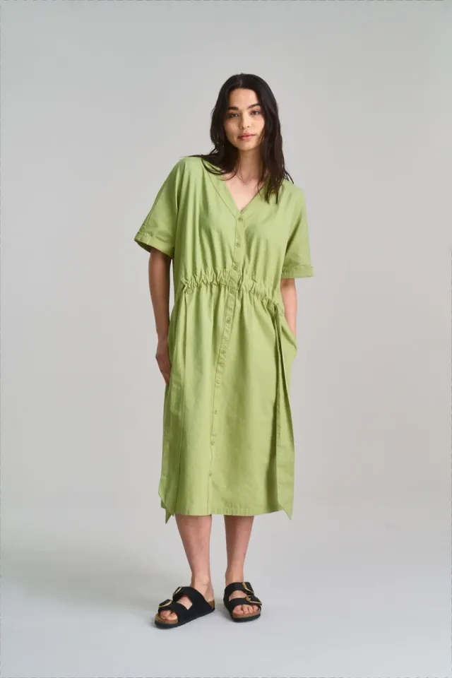 KOMODO DUSK Kleid Sage Bio-Baumwolle Taschen