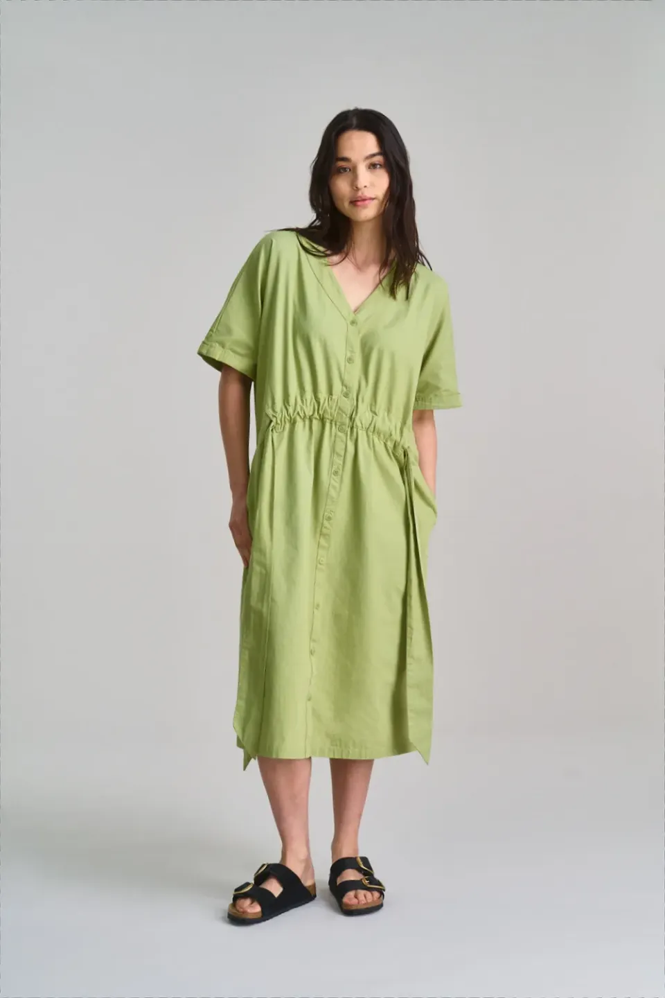 KOMODO DUSK Kleid Sage Bio-Baumwolle Taschen