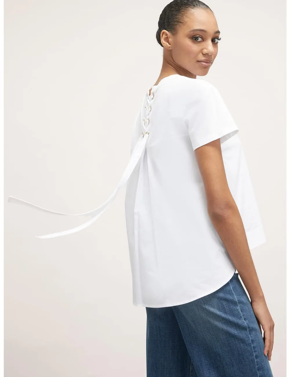 Motivi T-Shirt Materialmix Shirt Flechtung hinten