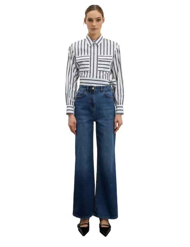 Motivi Lila Jeans weites Bein mittelblau Palazzo