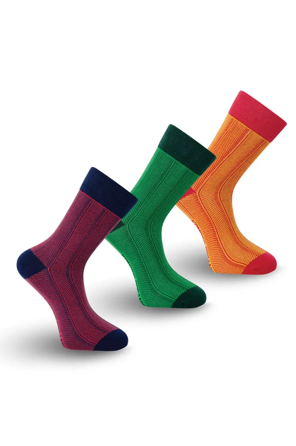 Komodo Herringbone Socken Box 3er Navy Grün Rot