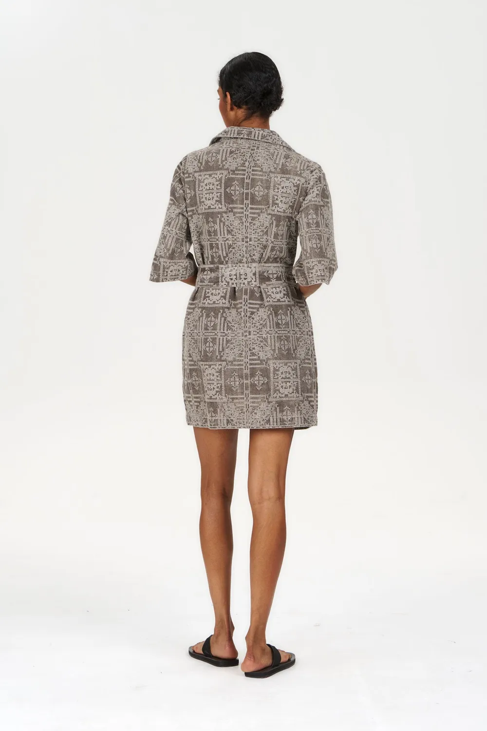 KOMODO ROMY Leinenkleid mushroom Stickerei kurz