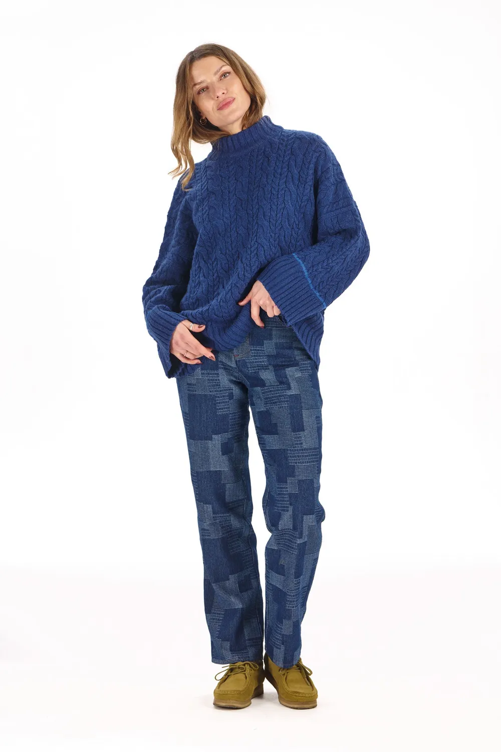 KOMODO VITA Pullover Navy Cobalt Lammwolle handgestrickt