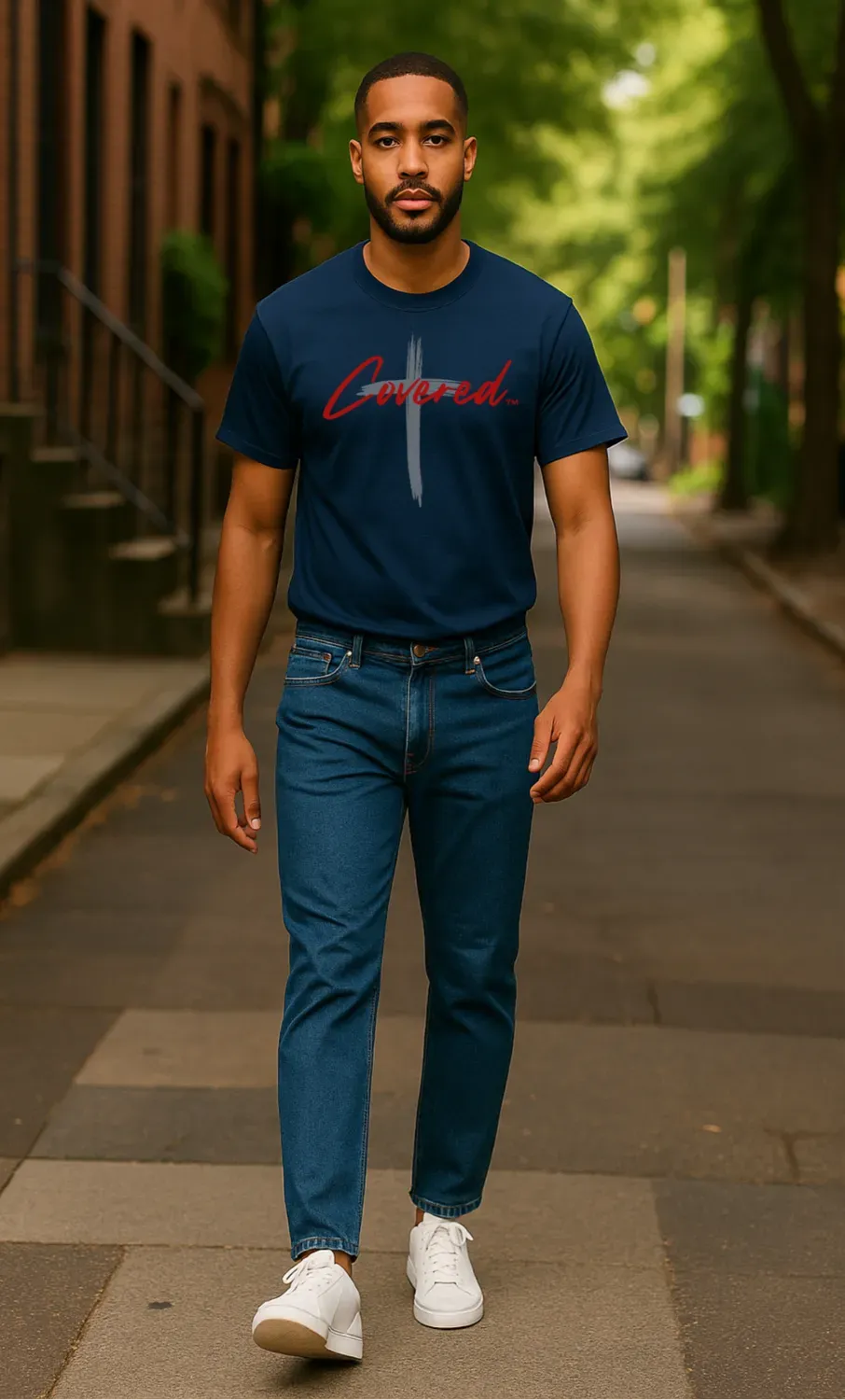Covered Brand Logo T-Shirt Navy aus Baumwolle