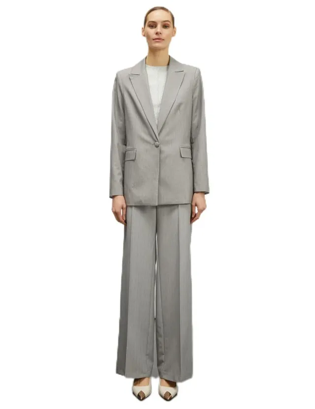 Motivi Blazer Lurex-Nadelstreifen Lang-Blazer 1-Knopf