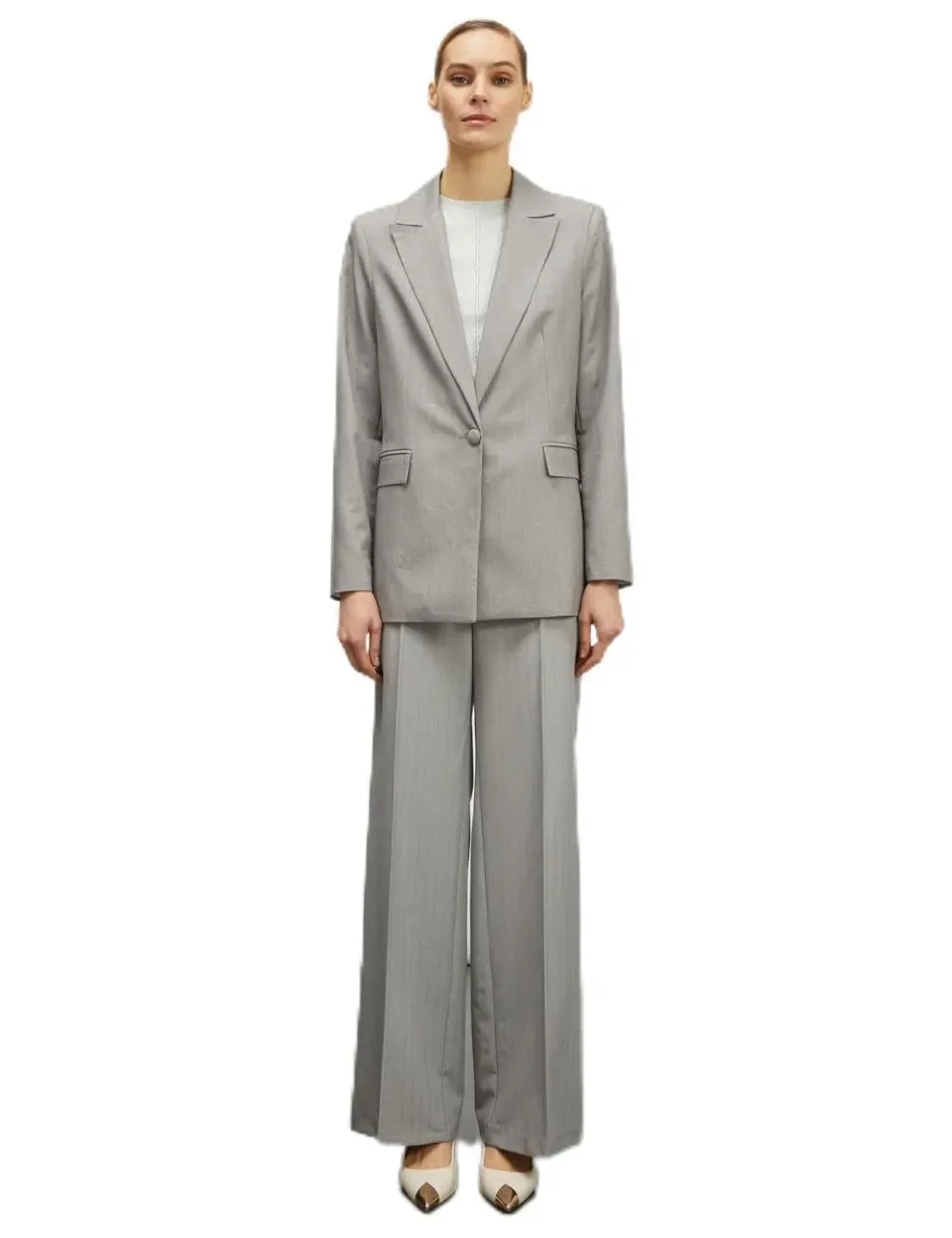 Motivi Blazer Lurex-Nadelstreifen Lang-Blazer 1-Knopf