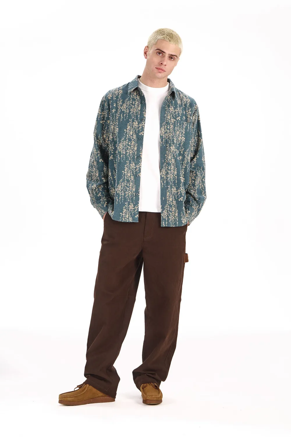 KOMODO SPECTRE Hemd blau Floral Bio-Baumwolle
