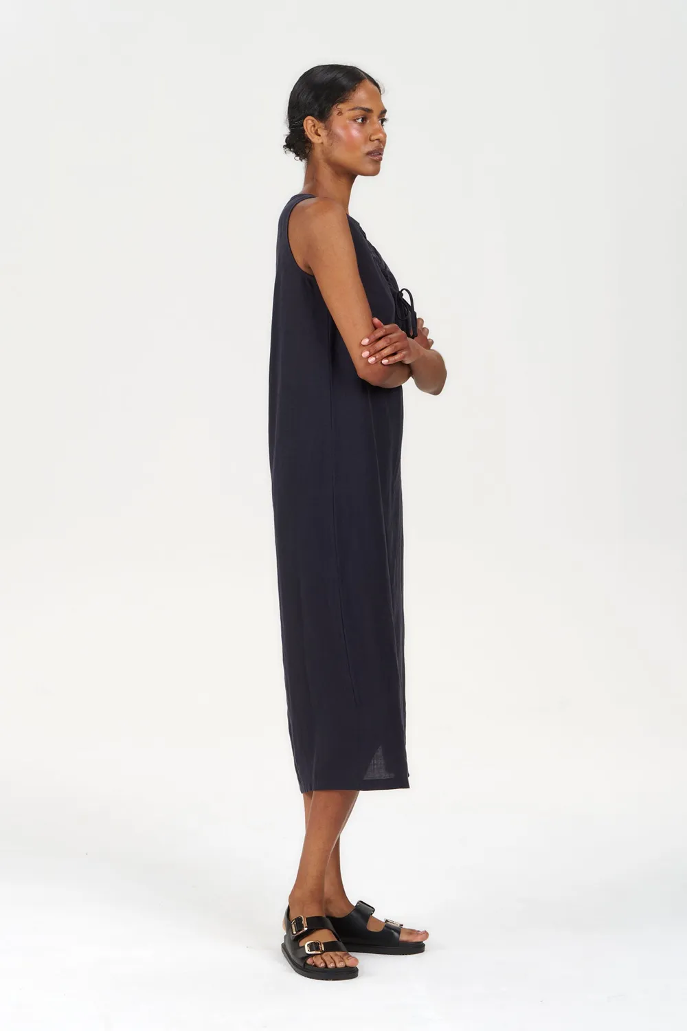 KOMODO SHANTI Kleid Navy Tencel-Leinen Gr. 2