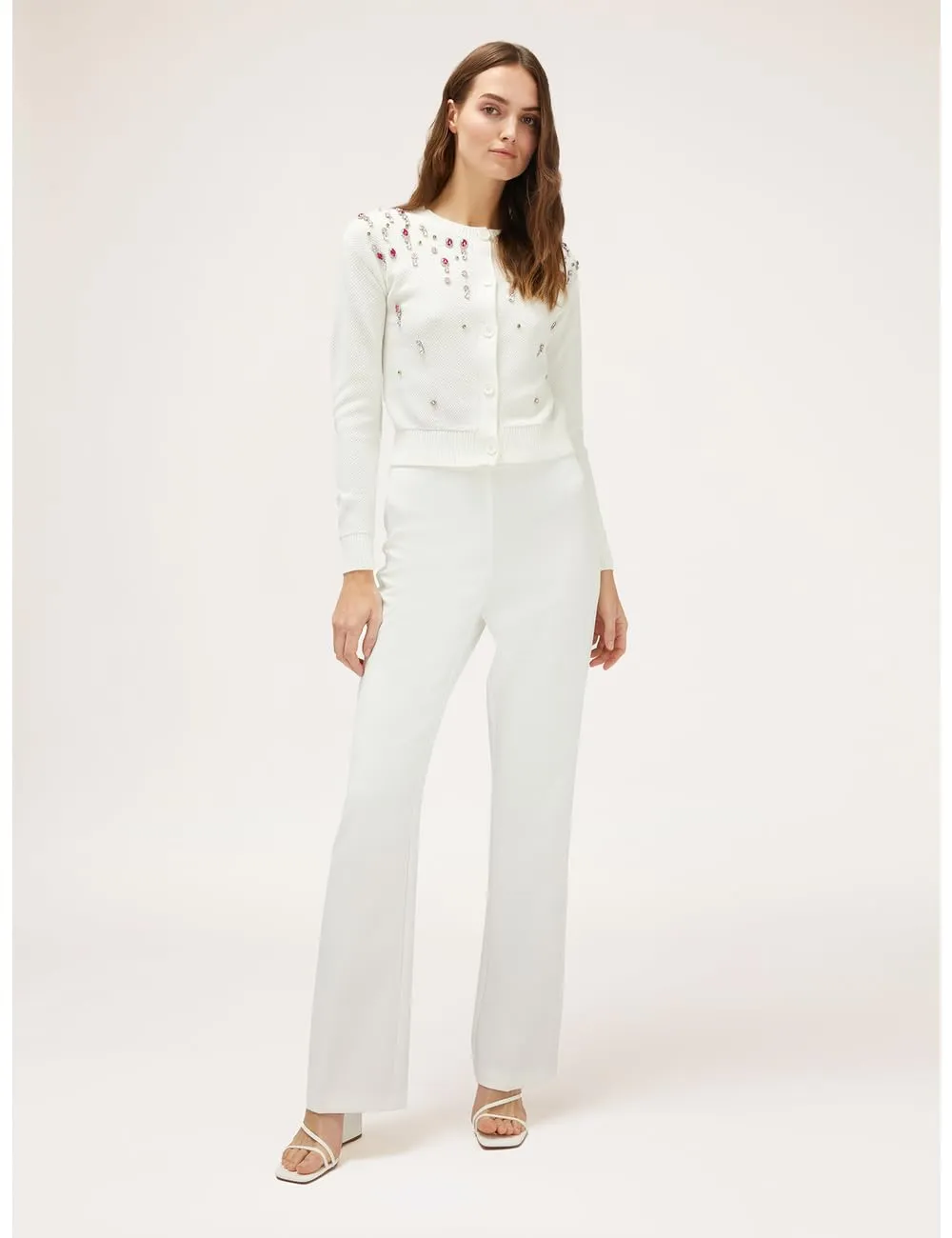 Motivi Cardigan Baumwollpikee mit Schmucksteinen