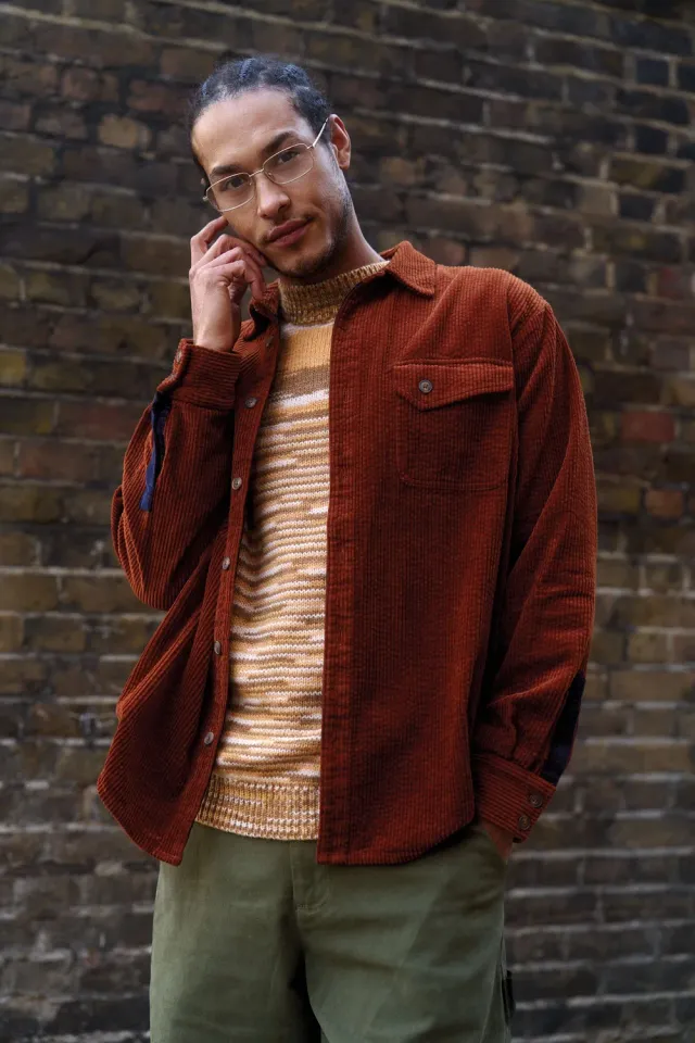 KOMODO KARDA Overshirt Herren Cord Größe L kastanie