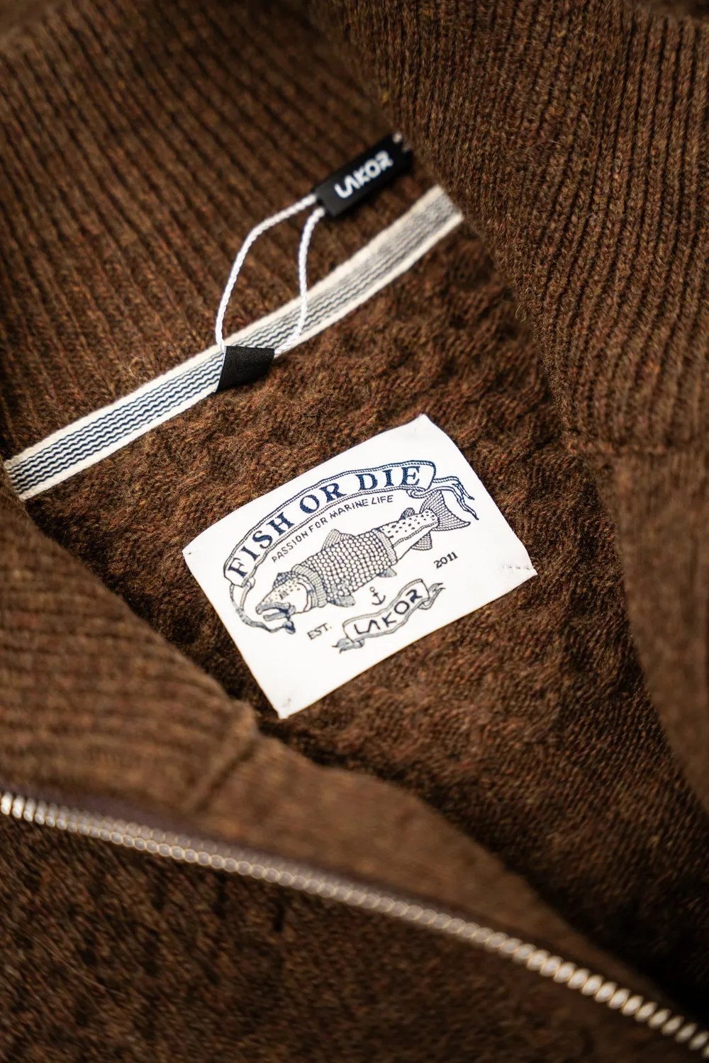 LAKOR Haddock Knit Strickpullover Braun Wolle