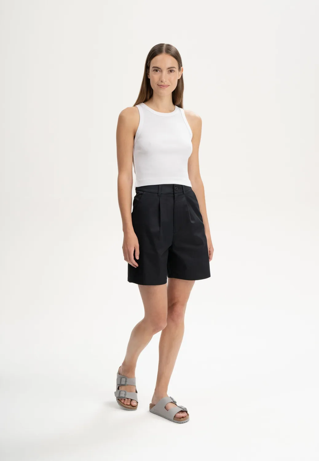MELA SABITHA Shorts hoher Bund schwarz aus Bio-Baumwolle