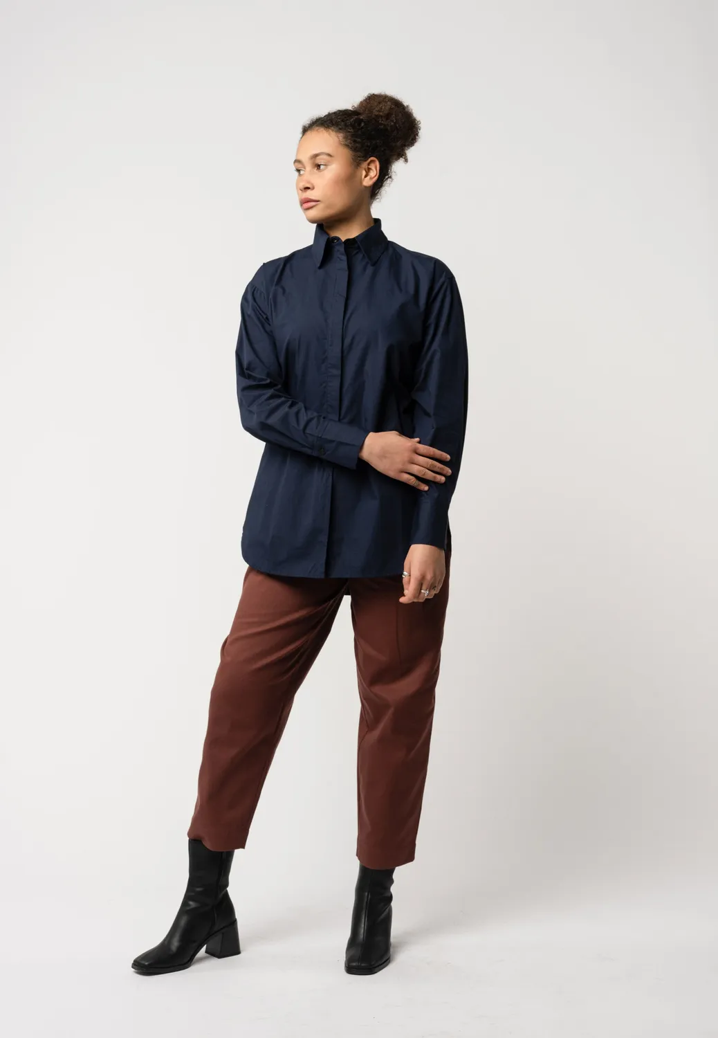 MELA Style TANU Bluse navy M aus Bio-Baumwolle
