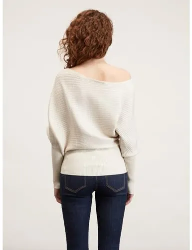Motivi Lurex-Pullover asymmetrisch Flachrippe