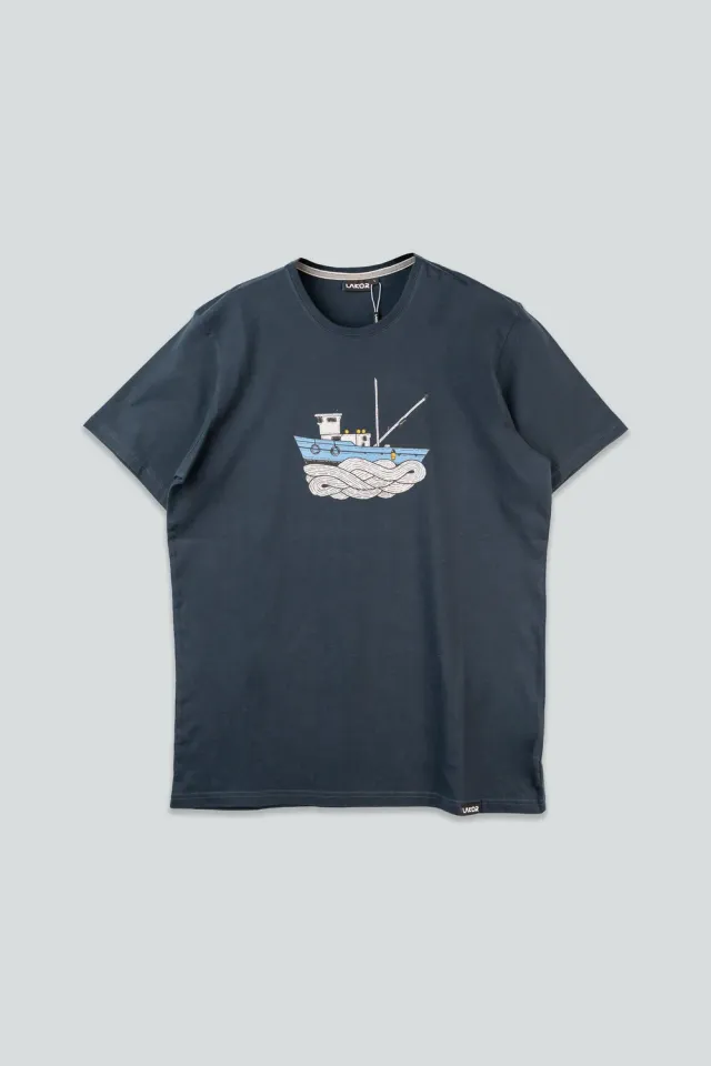 LAKOR Fishing Vessel T-Shirt Blau Bio-Baumwolle