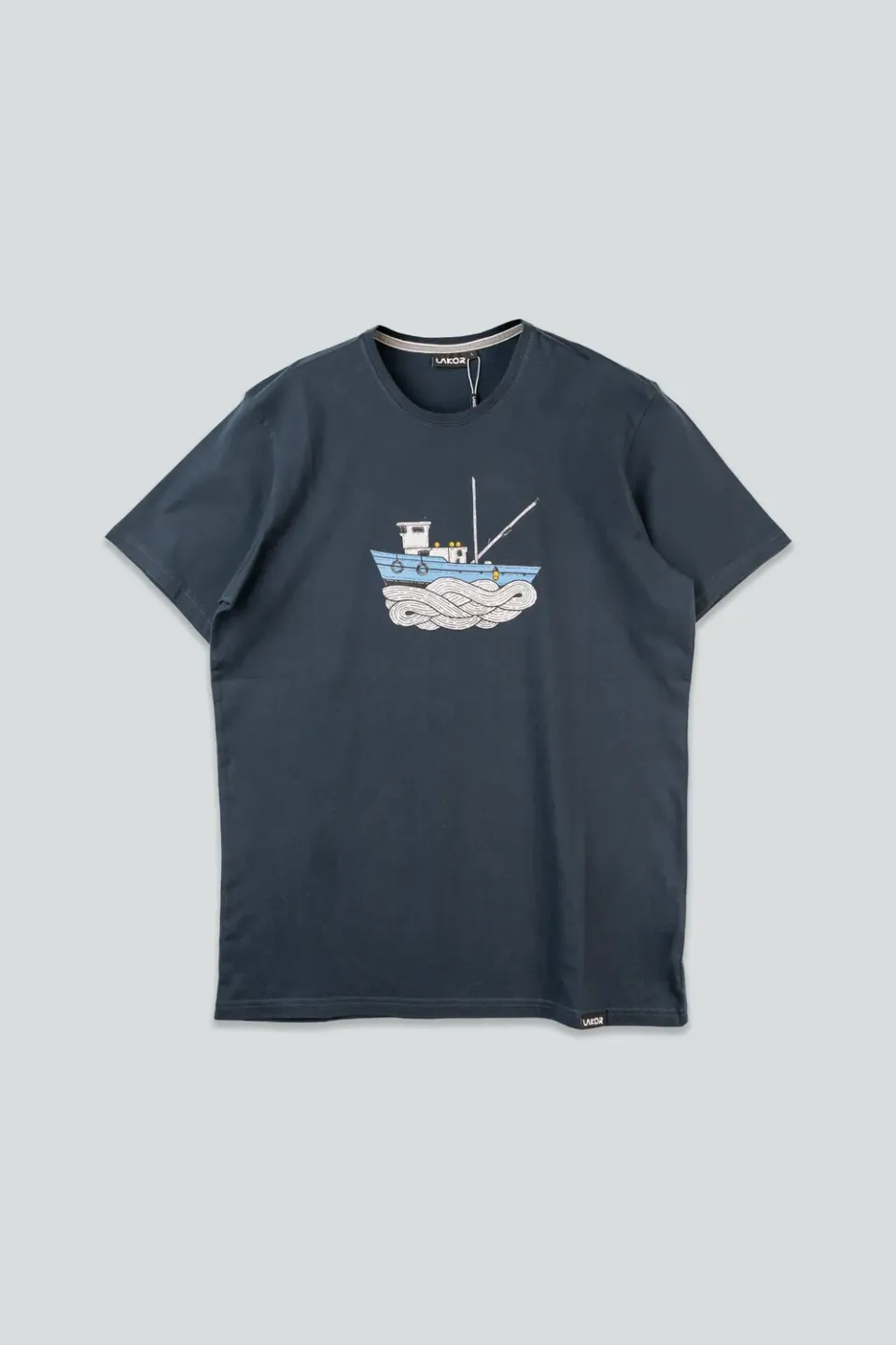 LAKOR Fishing Vessel T-Shirt Blau Bio-Baumwolle