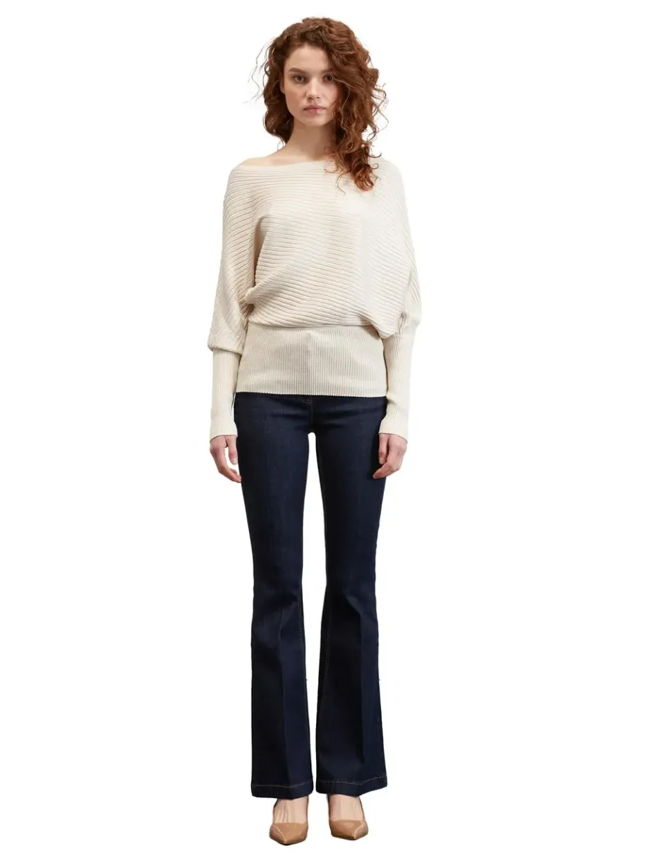 Motivi Lurex-Pullover asymmetrisch Flachrippe