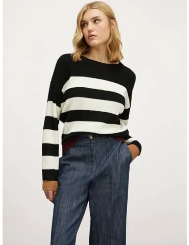 Motivi Jacquard-Streifen Pullover Baumwollmix mit Lurex