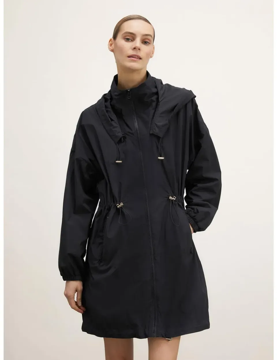 Motivi Parka aus Nylon mit Kapuze einfarbig