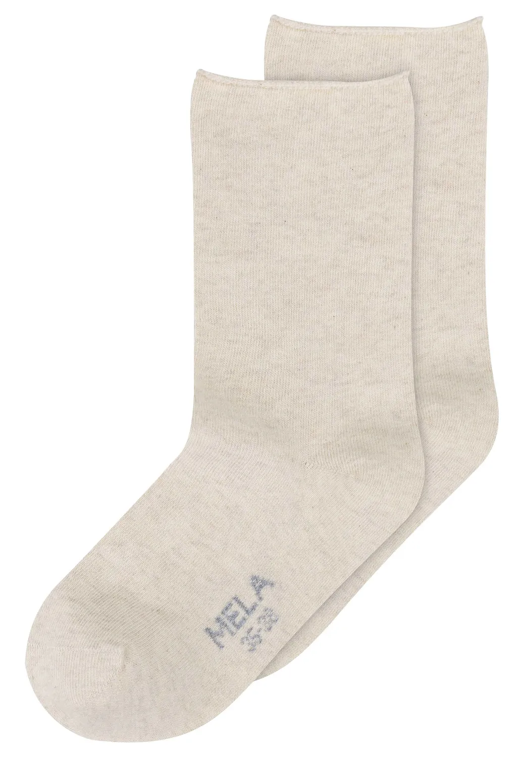 MELA Rollsaum Socken 2 Paare schwarz 39-42 aus Bio-Baumwolle