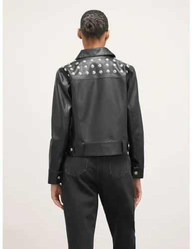 Motivi Blousonjacke Nieten schwarz Gr. 42 beschichtet