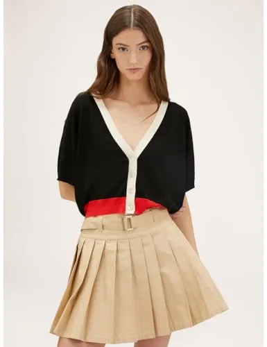 Motivi Cardigan mit Bündchen Strickjacke kurz Kontrast