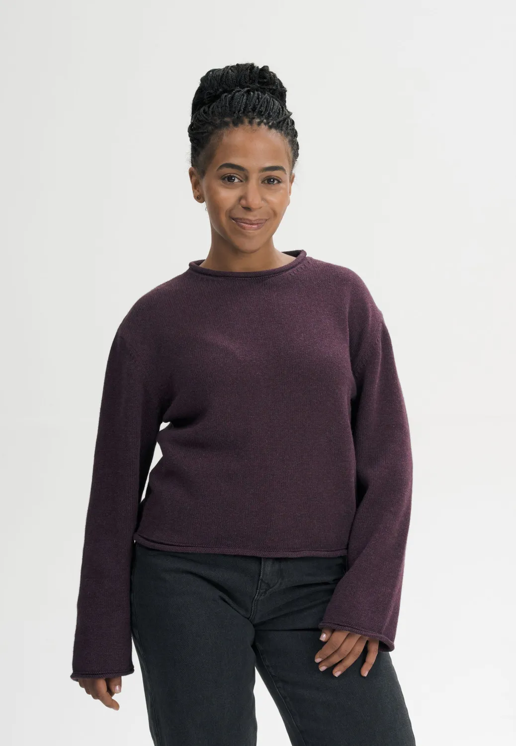 MELA GEETHA Strickpullover kiesel melange aus Baumwolle