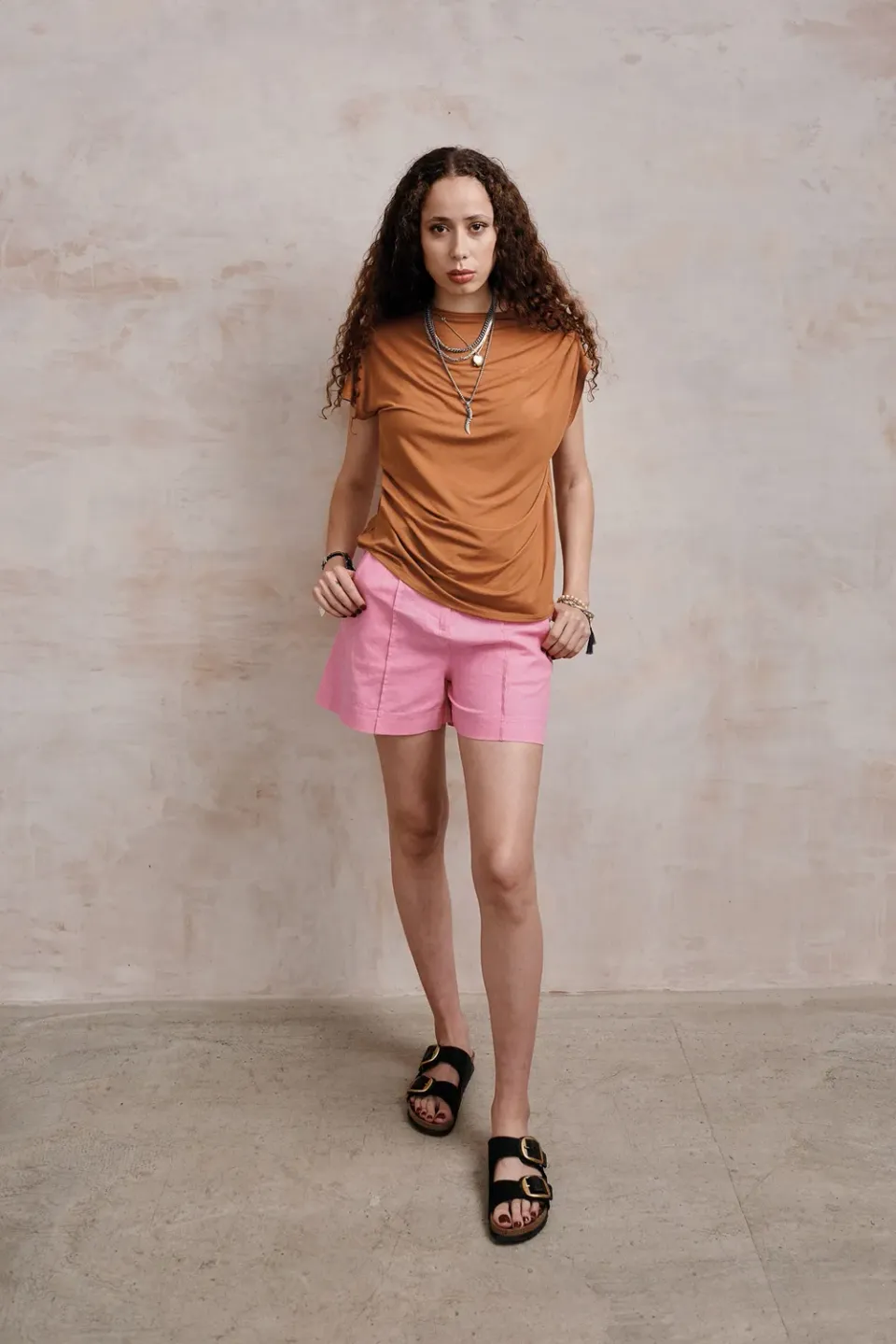 KOMODO EMMIE Shorts Pink Leinen Damen Gr.38