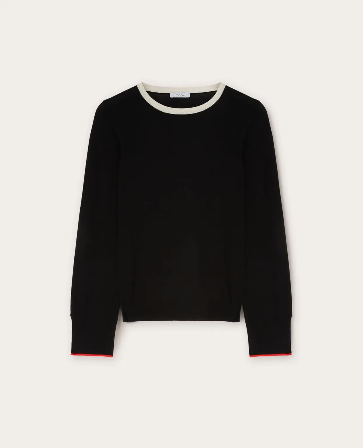 Motivi Basic-Pullover Viskose Kontrastbordüre