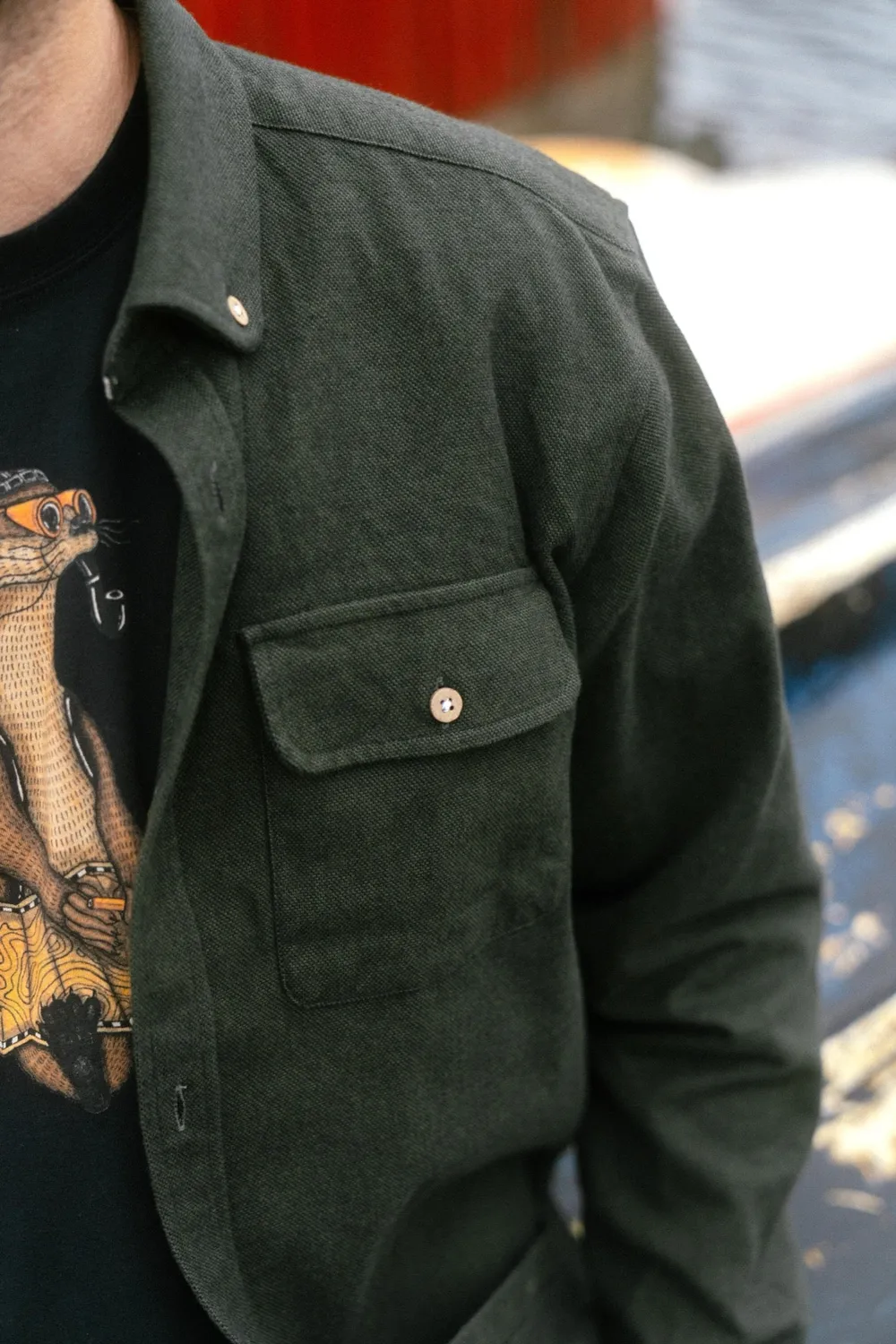 LAKOR Moss Shirt Hemd Rifle Green aus Bio-Baumwolle