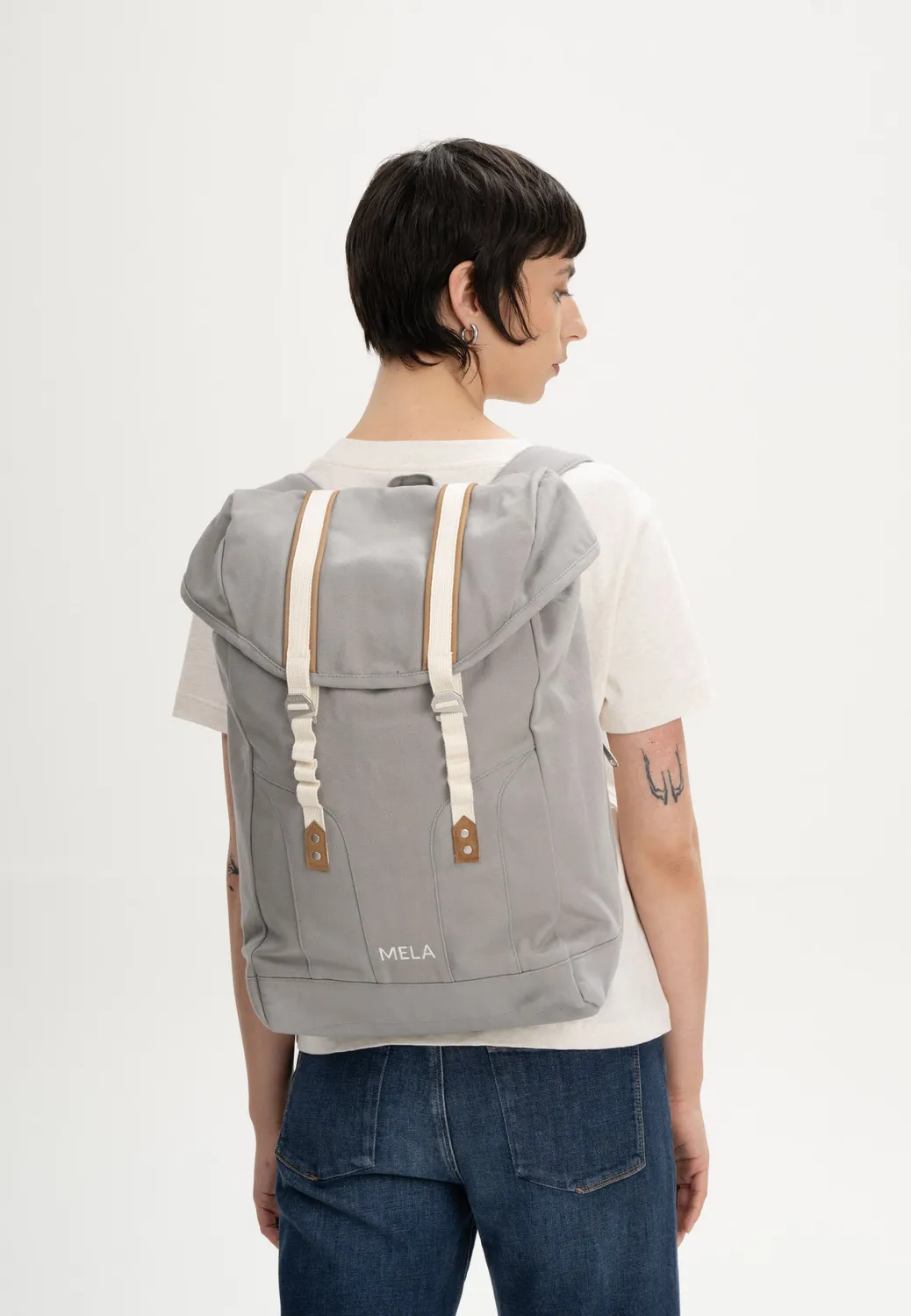 MELA V Rucksack aus Bio-Baumwolle burgunderrot Laptop