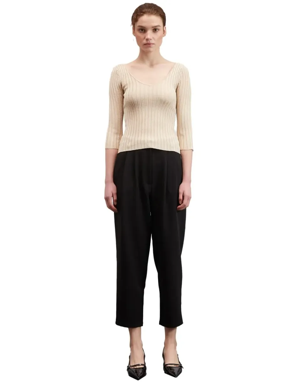 Motivi Gerippter Lurex-Pullover Pullover Glitzer-Garn