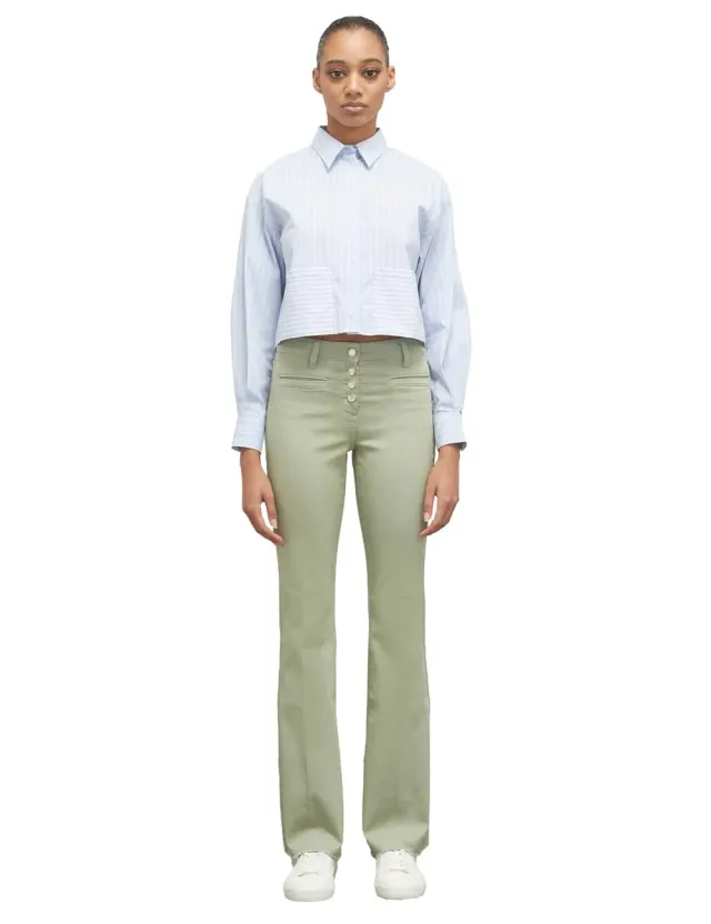 Motivi Flare-Hose Stretch-Baumwolle Fransensaum hohe Taille