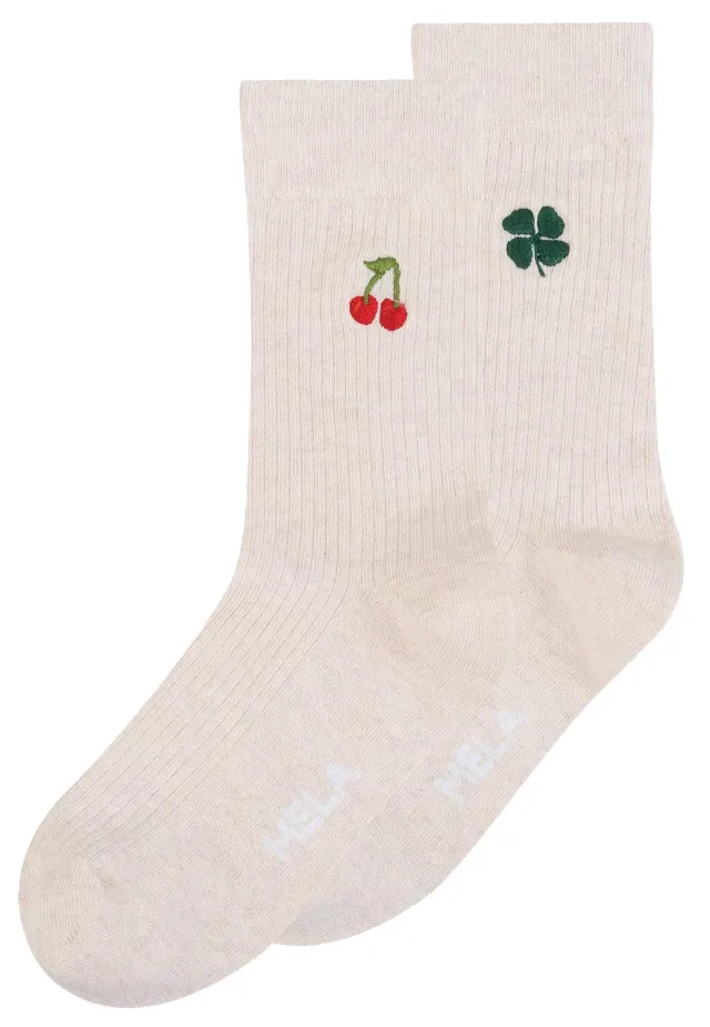 MELA Gerippte Socke Stickerei Bundle herz rot Baumwolle