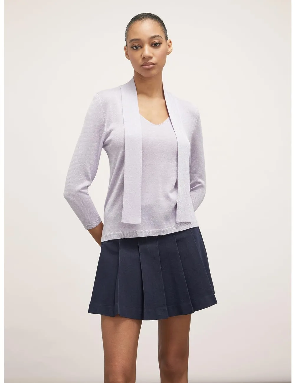 Motivi Lurex-Pullover mit Schärpengürtel Glanz
